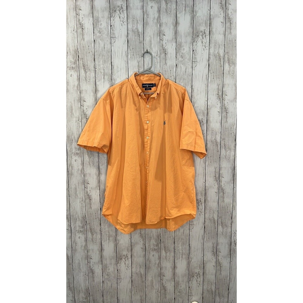 Ralph Lauren Polo Shirt Adult XL Orange Cotton Mens Short Sleeve Blake